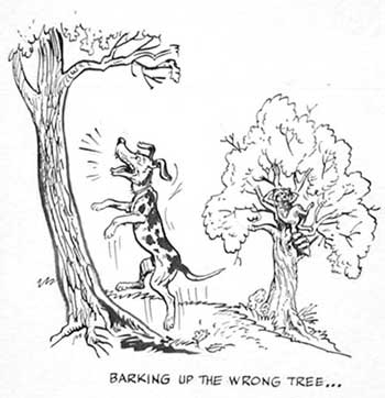 illustration for section: bark up the wrong tree